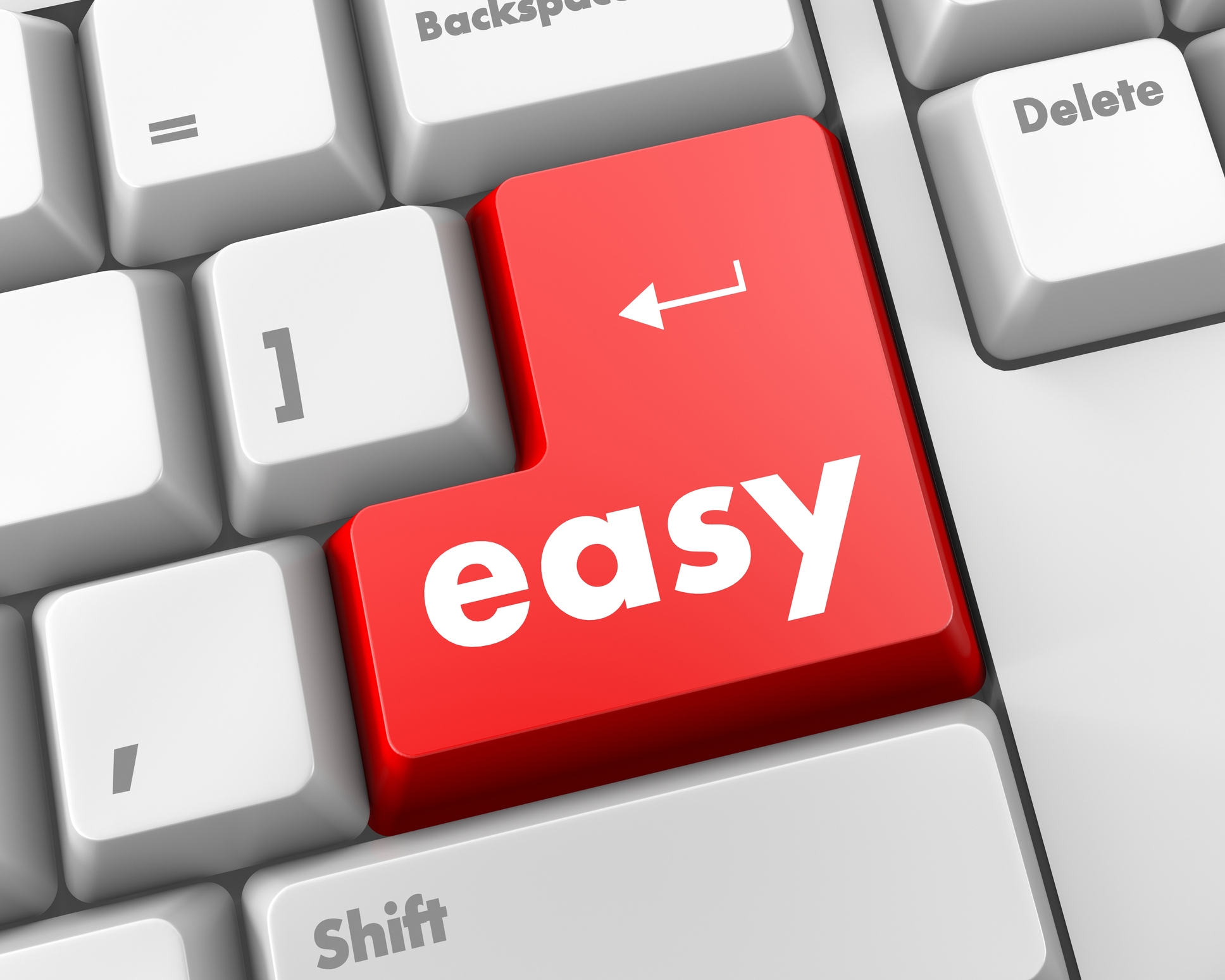 white keyboard with easy button